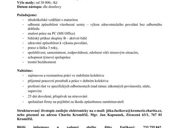 Zdravotní sestra do DZP