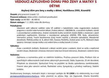 Vedoucí do Azylového domu pro ženy a matky s dětmi