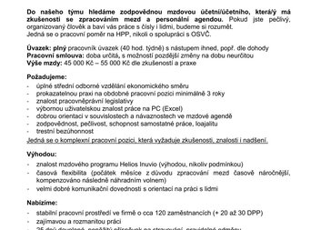 MZDOVÁ/Ý ÚČETNÍ - PERSONALISTA